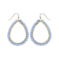 Bohemian Boho Teardrop Dangle Drop Earrings for Women – Delicate - Handcrafted Wire Wrapped Colorful Faceted Glass Beads – Gold Plated – with Gift Box Included - color: Lt Sapphire Blue