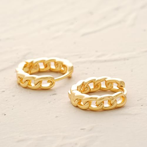 MYEARS Women Earrings Gold Huggie Hoop 14K Small Simple Hypoallergenic Everyday Jewelry - style: Link