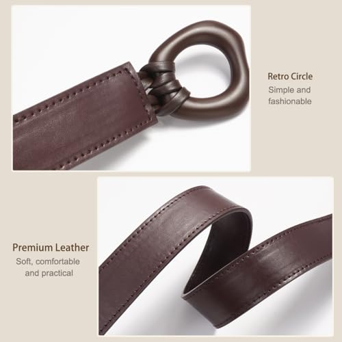 Knotted Waist Belt for Women PU Leather Thin Strap Belt for Dresses - color: Irregular-coffee