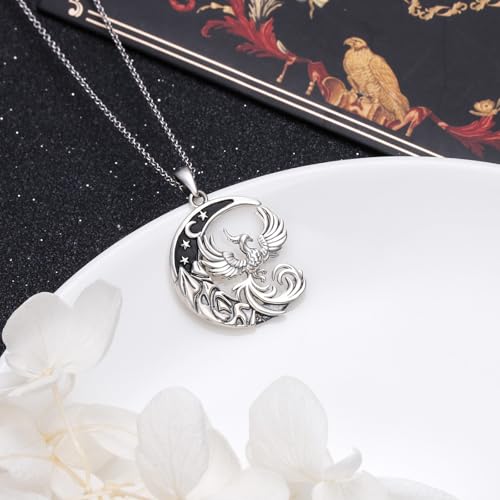 925 Sterling Silver Animal Necklaces Lion/Cat/Phoenix/Bunny/Koalas Necklace Adjustable Chain Animal Lover Pendant Jewelry for Women Men - style: Phoenix