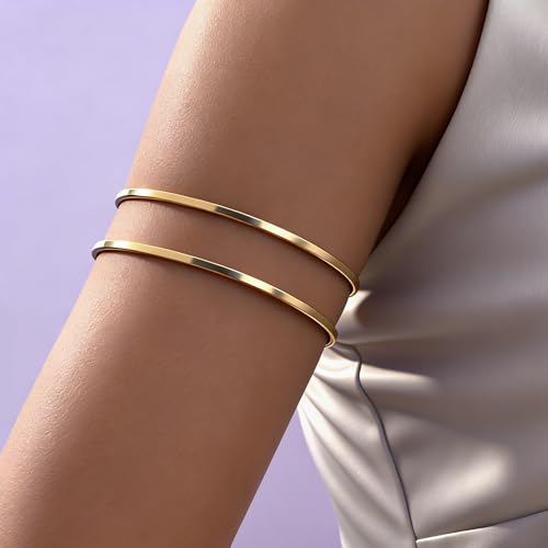 2Pcs Minimalist Simple Swirl Upper Arm Cuff Bracelets for Women Arm Bangle Armlets Adjustable - color: arm cuff new