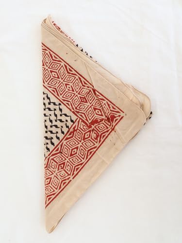 Boho Soft 100% Cotton Bandana, Bohemian Style Cotton Neck Scarf, Women Men Girl Boys Bandana, Handblock Printed Scarf 21X21 Inches