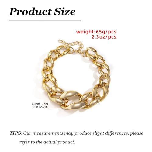 Chunky Chain Necklaces Women Statement Collar Necklace Gold Flat Snake Chain Choker Ribbed Design for Party, Dress Jewelry Gifts - color: A15