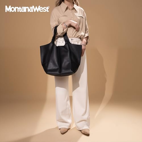 Montana West Tote Bag for Women Large Hobo Purses and Handbags - color: Jet Black