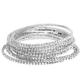 14K Gold Plated Dainty 10Pcs Colorful Cubic Zircon Crystal Beaded Adjustable Stackable Stretch Sparkling Tennis Chain Bracelet Set Birthday Wedding Jewelry for Women - color: silver