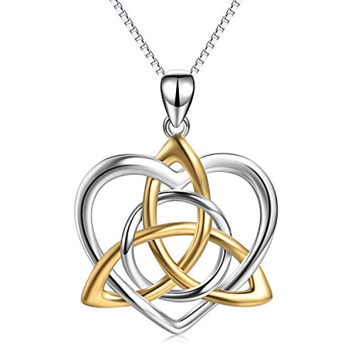 Celtic Jewelry Necklace Gifts Sterling Silver Good Luck Irish Vintage Triquetra Trinity Celtics Love Knot Pendant Necklace Christmas Gifts for Women Mother - style: Celtic necklace-Golden