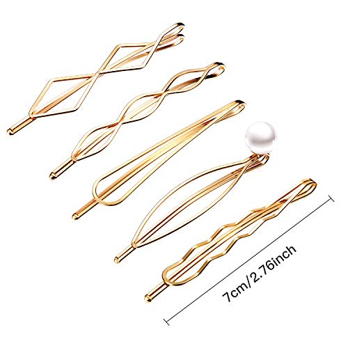 10 Pieces Geometric Metal Hair Clips and Barrettes for Women and Girls, Hair Styling Minimalist Wedding Dainty Accessories (Gold) - color: Gold