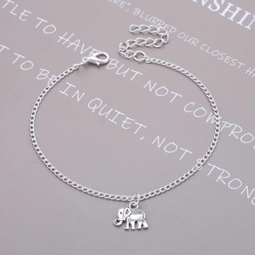 Boho Elephant Anklet Bracelet Silver Elephant Animal Charm Anklet Minimalist Summer Beach Foot Chain Jewelry for Women