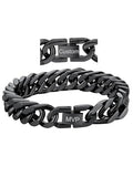 ChainsHouse Stainless Steel Cuban Link Bracelet, 8mm/12mm/17mm Width, 7.5"/8.3"/9", 18K Gold Plated Chain Wrist Bracelets for Men Women, Send Gift Box - color: T: Black-12mm width-custom
