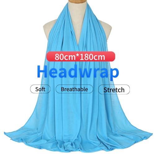 Harewom Head Wraps for Black Women Stretch Head Scarf Long African Hair Wraps Turban Headwraps Jersey Headbands - color: 1pcs -Deep Sky Blue
