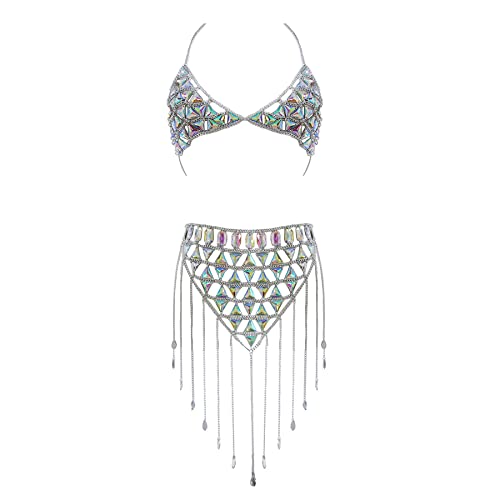 Women's Sexy Suit Body Chain - color: Silvery