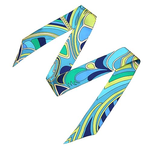 JERLA 100% Mulberry silk Scarf bag scarf Head Hair Ribbon Handbag Handle wrap Tie Bundle Neckerchief Scarf for women - color: Green Checkerboard