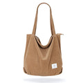 KALIDI Women Corduroy Tote Bag Zipper Casual Tote's Handbag Big Capacity Shoulder Bag with Pockets - color: Khaki