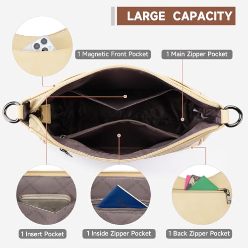 APHISON Trendy Leather Crossbody Purse with Adjustable Strap, Women's Shoulder Handbag - color: 08-light Yellow