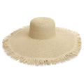 Wide Brim Fashion Boho Fringe Foldable Straw Hat Beach Hat UPF50+UV Protection Summer Hat Sun Hats for Women Travel - color: Beige