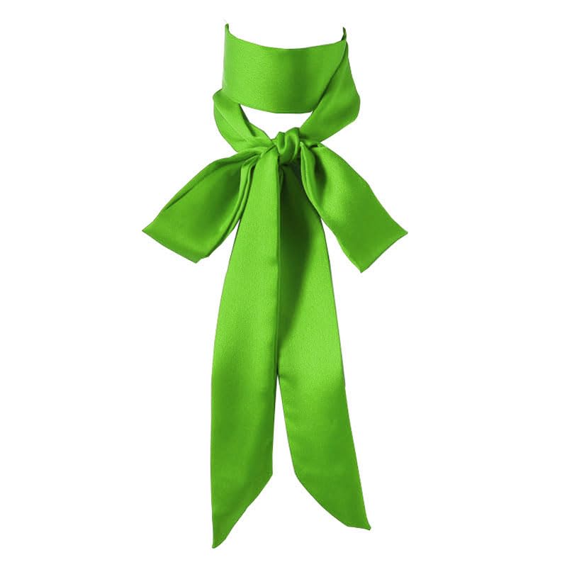 Long Thin Skinny Scarf Satin Neckerchief Ribbon Tie Waist Belt for Women - color: Fruit Green