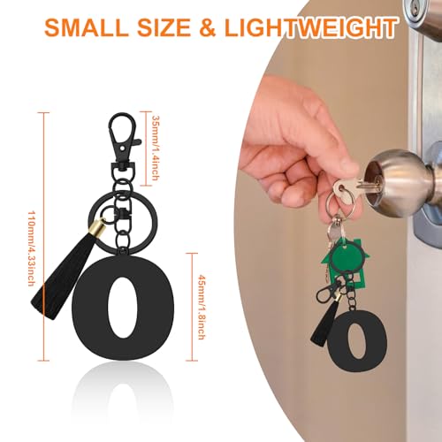 Oubaka Initial Monogram A-Z Keychain for Women, Cute Initial Letter Keychain with Tassel for Handbag Car Key Bag Keyring - color: Black-o