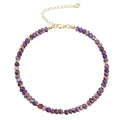 Natural Stone Beaded Anklets Bracelets for Women Handmade Beaded Anklet Bracelet Waterproof Boho Beads Ankle Bracelet Adjustable Summer Jewelry - color: purple
