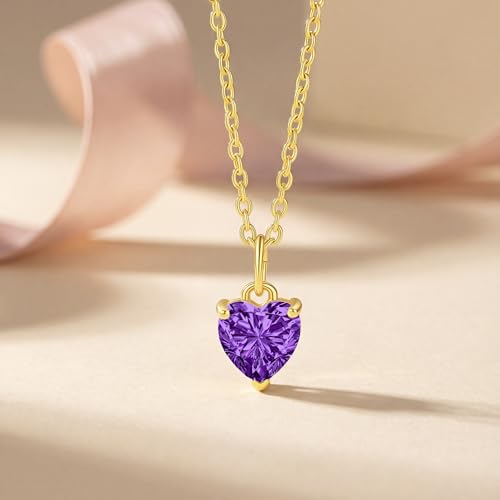 14K Gold Plated Necklace Gold Necklaces for Women Diamond Pendant Dainty Choker Layered Necklaces for Women Jewelry Set Gifts for Women Trendy Sister Mom Wife Womens Her Friend Party - style: 1001-Purple