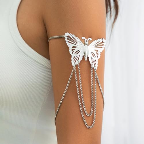 Xerling Boho Hollow out Butterfly Arm Bracelets Chains Tassel Armband Armlet Upper Arm Band Festival Costume Jewelry for Women