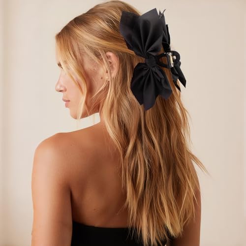 Bow Claw Clips Bow Hair Clips Black White Paisley 2PCS Big Hair Bows for Women Butterfly Styling Large Hair Clips for Thick Hair for Girls Hair Accessories for Teen Gifts for Ladies - color: 2PC-Black+White Paisley