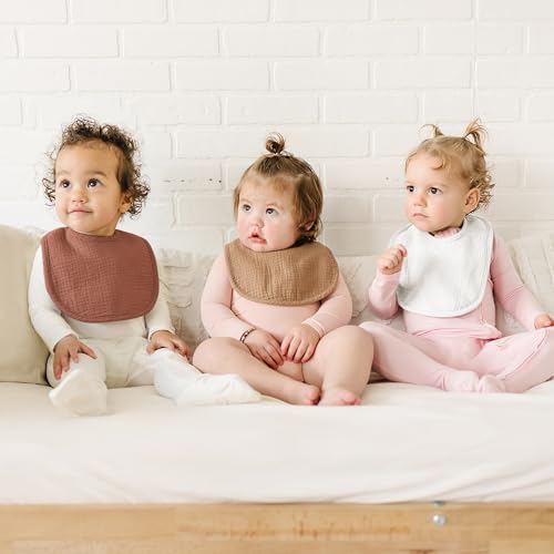Konssy Muslin Baby Bibs 8 Pack Baby Bandana Drool Bibs Cotton for Unisex Boys and Girls, Soft Absorbent Set for Teething and Drooling - color: Terracotta