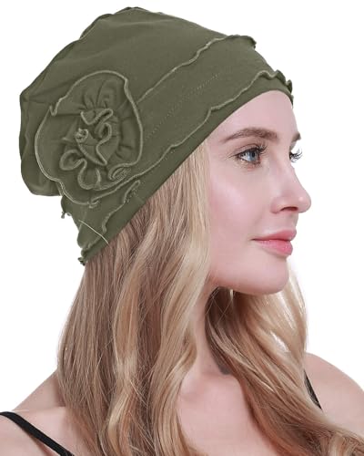osvyo Chemo Headwear Turban Cap for Women - Cancer Beanie Hair Loss Sealed Packaging - color: Cotton Dark Moss