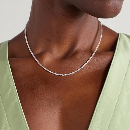 S925 Sterling Silver Necklace for Women - 3.5mm S925 Sterling Silver Twisted Rope Chain Necklace Handmade Jewelry Silver Necklaces for Women 16/18/20/22/24 Inch - color: 20"