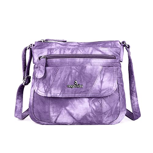 Angelkiss Small Womens Crossbody Bag Leather Shoulder Purse for Women Hobo Bag with Adjustable Shoulder Strap - color: 1-purple