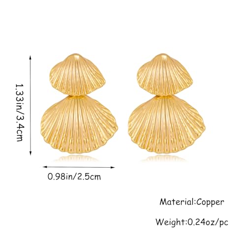 Gold/Silver Shell Dangle Earrings for Women Seashell Drop Dangle Earrings Ocean Beach Earrings Summer Jewelry - color: H