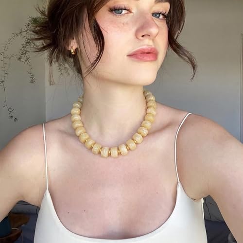 Chunky Beaded Starfish Shell Necklace for Women Colorful Boho Summer Chain Choker Beach Necklace with Acrylic Beads Trendy Chunky Jewelry Gifts - color: XL0011A