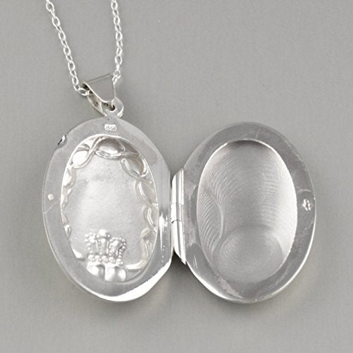 FashionJunkie4Life Sterling Silver Oval Locket Necklaces for Women, 18" Cable Chain - style: Woven Claddagh