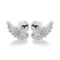 Angel Wing Stud Earrings for Women Flat Back Cartilage Earrings Zircon Crystal Stainless Steel earring Helix Piercing Jewelry