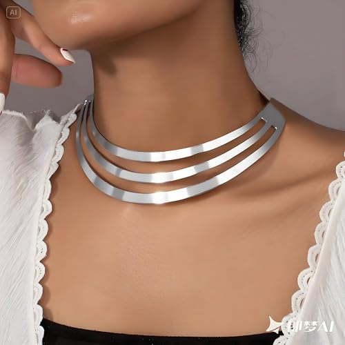 Gold Choker Necklaces for Women Exaggerated Ethnic Big Statement Necklaces African Tribe Wide Metal Choker Jewelry - style: styleB