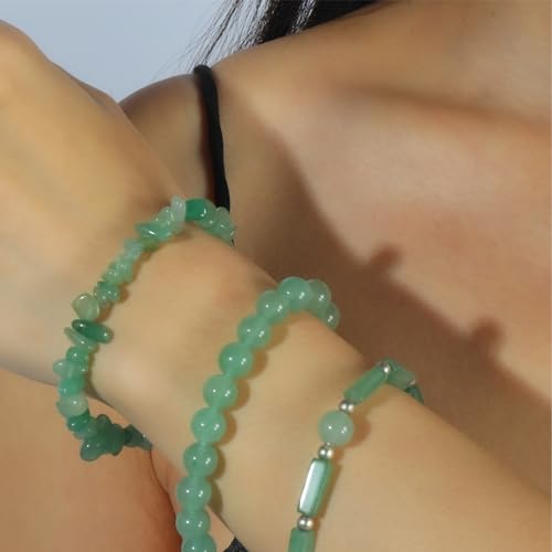3Pcs Natural Stone Bracelets for Women 8mm Crystal Beaded Bracelets Handmade Stretch Bracelet Healing Crystal Jewelry for Women - style: Green Aventurine