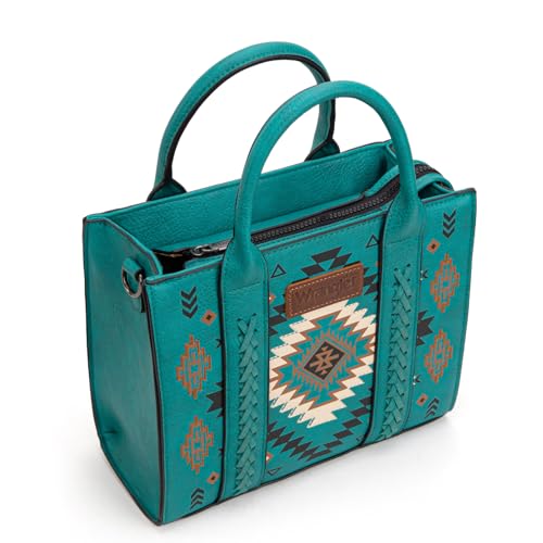 Wrangler Tote Bag for Women Western Purse and Aztec Satchel Handbag - color: Aztec Turquoise