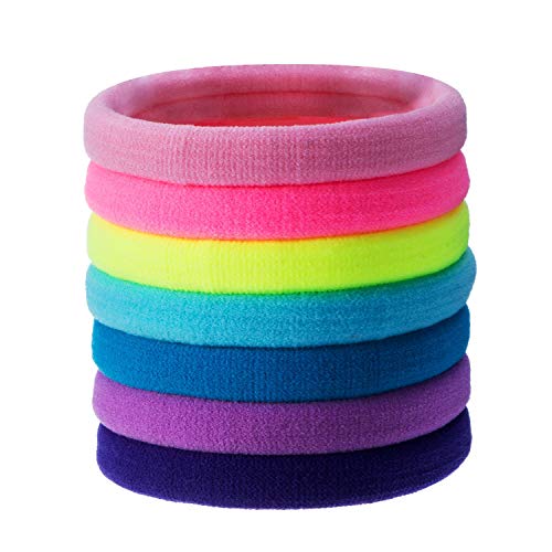 EBOOT 20 Pieces Large Stretchy Hair Ties Elastic Braids Bands Ponytail Holders Headband for Thick Heavy and Curly Hair School Home(5 cm in Diameter, 1 cm in Width,Multicolor) - color: Multicolor