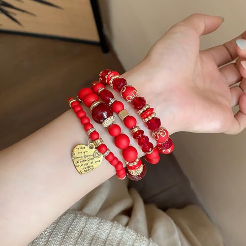Beaded Bracelets for Women,Bohemian Stackable Style Multilayered Stretch Bracelets Friendship Jewelry Summer - color: Style 10, size: Heart