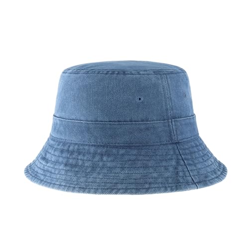 Hot Summer Bucket Hat - Trendy Cotton Sun Hat for Beach, Golf, Fishing - Fun Outdoor Vacation Boonie for Men and Women - color: Blue Jean