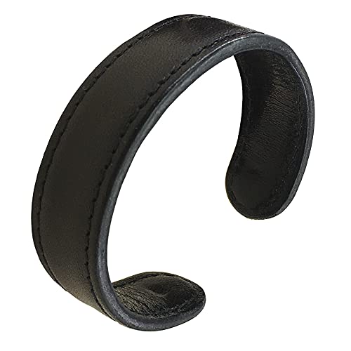 Mens Genuine Leather Bracelet - Handmade Adjustable Leather Cuff Bracelet punk Style leather wrap Wristband for Men - color: C-Cuff Black