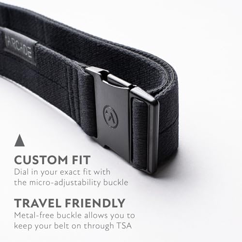 Arcade The Original Slim Unisex Adventure Belt, Narrow Width Elastic Stretch Webbing, Micro Adjust Buckle - color: Ranger Slim - Midnighter Black - Recycled