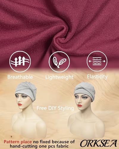Chemo Headwear for Women Knot Beanies with Stretch Elastic Turbans Soft Cancer Hats Head Coverings Scarf Headwraps - color: Red Flower