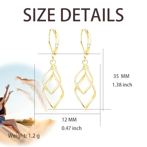 Leverback Earrings Dangle Earrings for Women Dangly Earrings Anniversary Birthday Gifts for Women - style: Double Linear-Gold