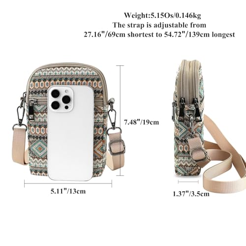 RFID Crossbody Bags For Women Travel, Small Cell Phone Purse - color: Geometry/Jacquard