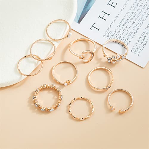 FUTIMELY Boho Retro Stackable Rings Sets for Women Knuckle Joint Finger Knuckle Nail Ring Sets Moon Stars Stack Preppy Statement Rings Cute Trendy Stuff Jewelry - style: G-7
