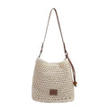 Cotton Fibre Crochet Beach Tote Bag for Vacation,Bohemian Cotton Hobo Shoulder Bag Casual Woven Purse for Women - color: Beige Shoulder Bag
