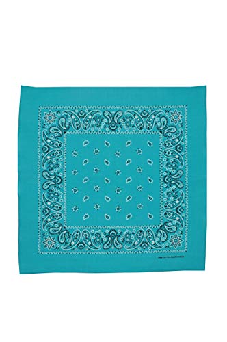 Vamqor 12pcs Bandana for women and men 100% Cotton Custom Fashion Paisley Design Multifunctional Outdoor Square Handkerchief - color: Turquoise