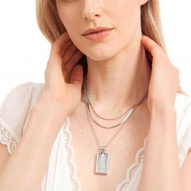 BBV Layered Gold Necklaces for Women Stackable Dainty 14K Gold Plated Silver Chain Necklace Layering Cute Fashion Pendant Choker Necklaces Trendy Jewelry Set Gifts for Women - color: silver, style: Rope twist snake chain O-ring chain texture