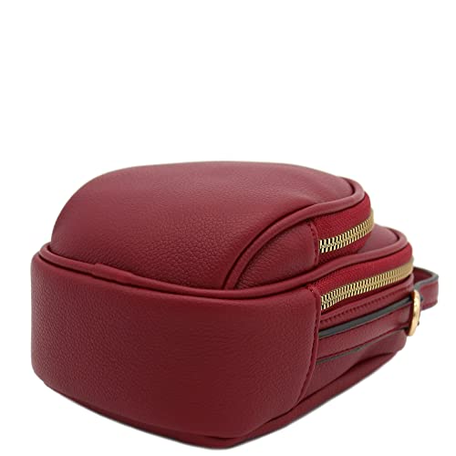 FashionPuzzle Two Compartment Mini Crossbody Bag | Two Compartment - color: Wine