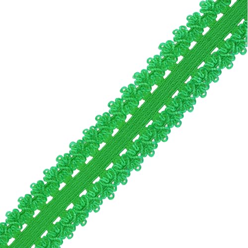 Mandala Crafts Green Stretch Lace Soft Elastic Trim Roll - 55 Yards 1 Inch Wide Stretchy Frilly Picot Ribbon for Sewing Lingerie, Headbands, Underwear, and Crafts - color: Green